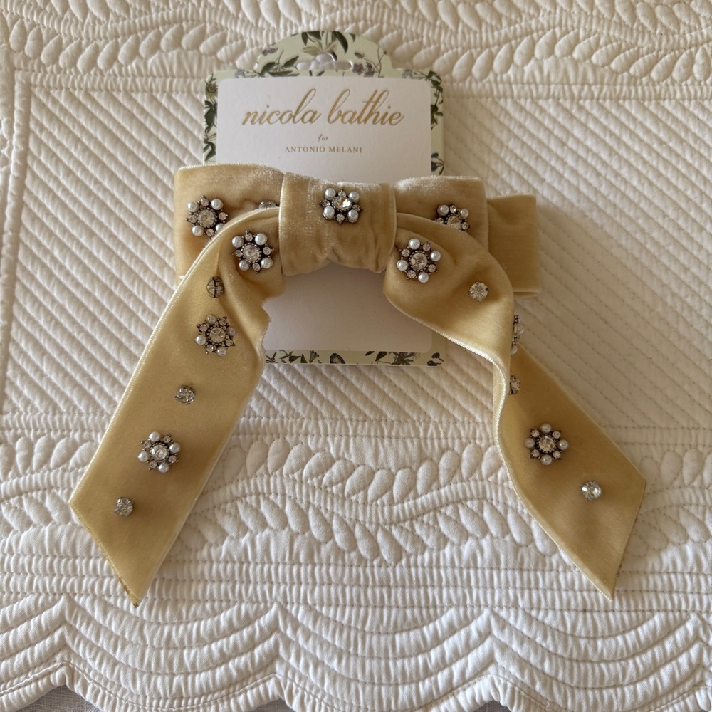Nicola Bathie Cream Embellished Hair Bow
